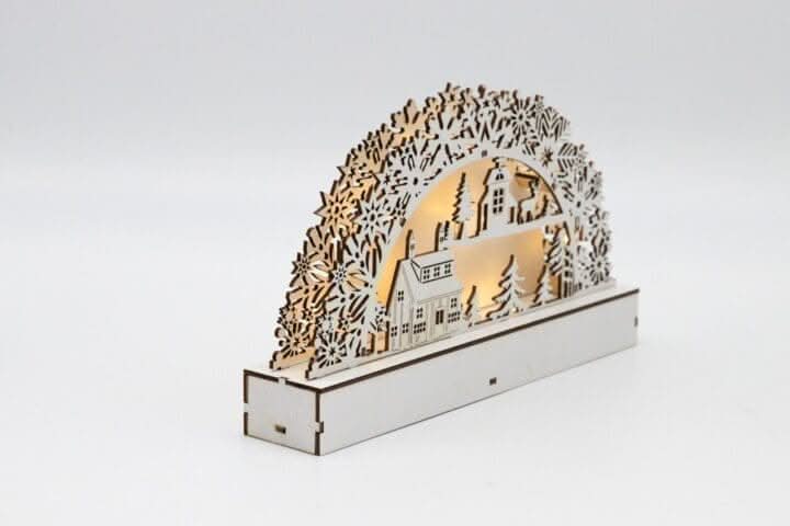 Light Up Wooden Village Christmas Candle Bridge Scene