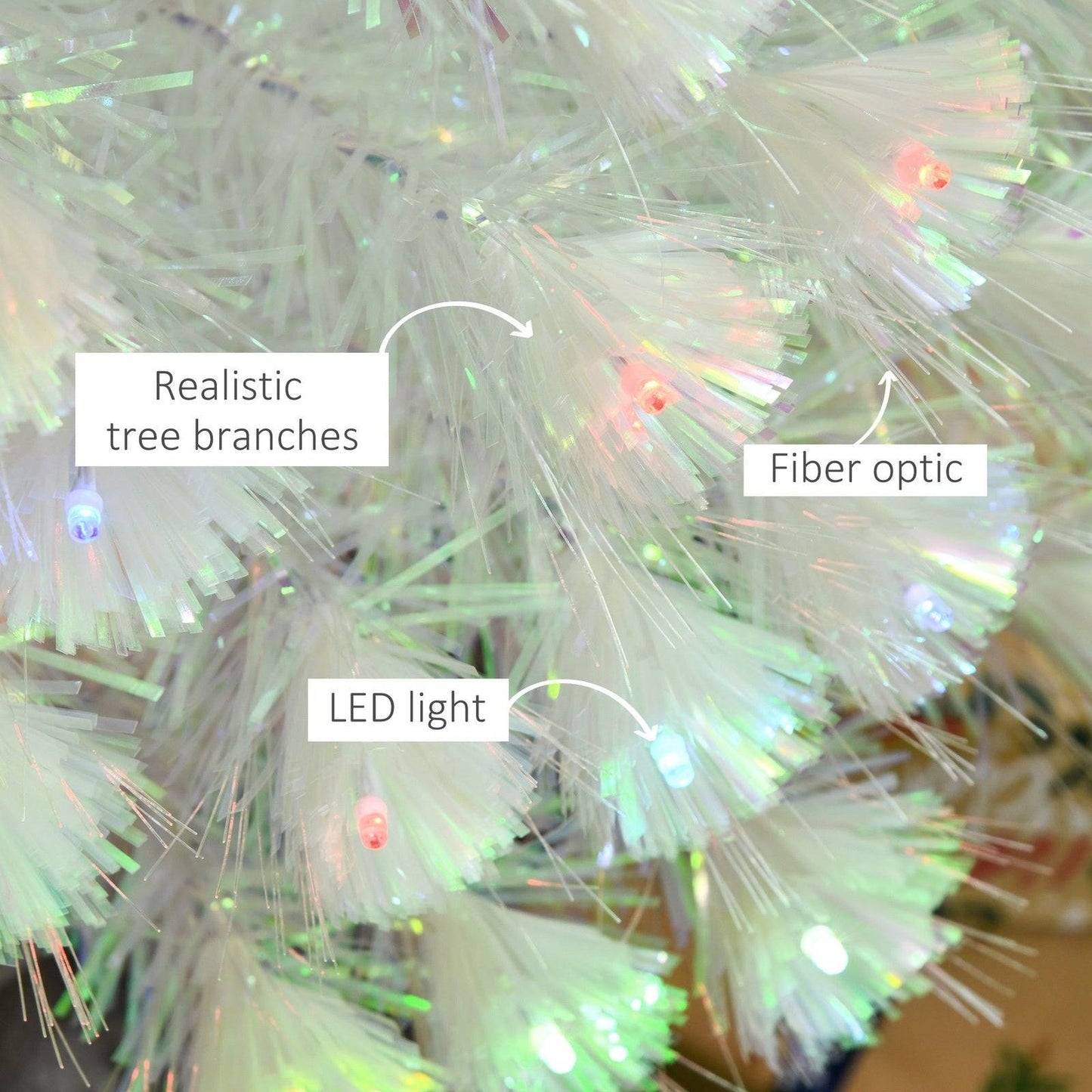 5FT Prelit Artificial Christmas Tree with Fiber Optic LED Light